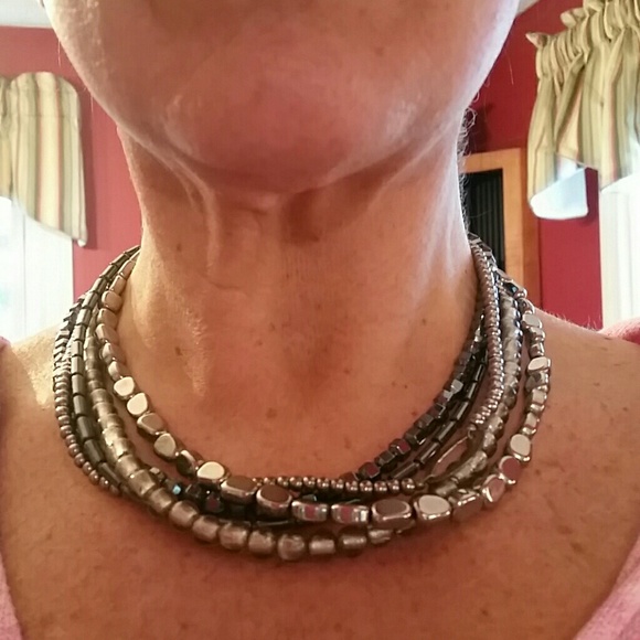 Silbada gray and black multi strand necklace - Picture 1 of 3